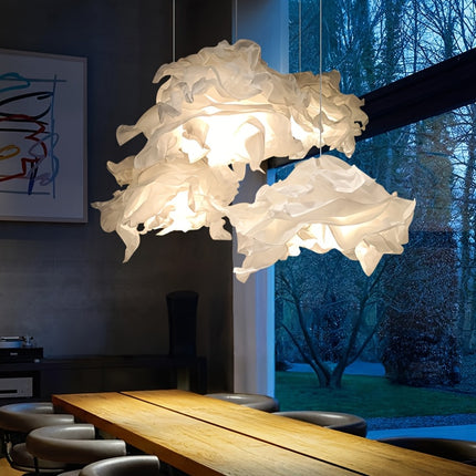 Modern Paper Cloud Chandelier - Stylish DIY Paper Lamp Shade with Warm Yellow Light