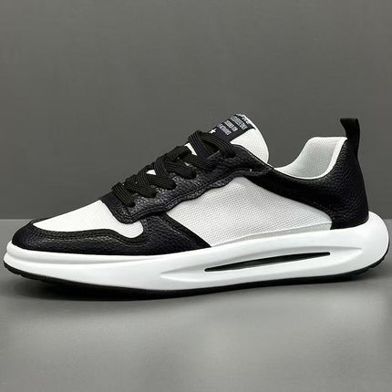 Men's White Breathable Board Shoes with Thick Cushioned PVC Sole - Mid-Top Sneakers Suitable
