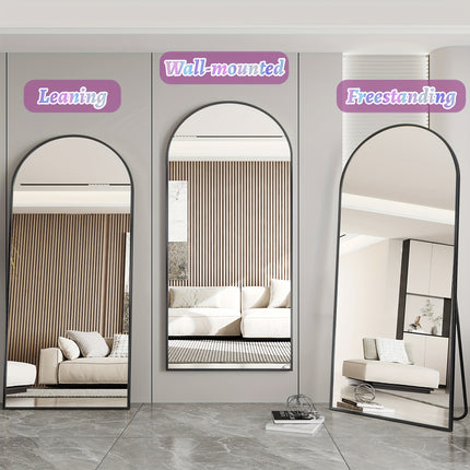 Full Length Mirror, Arched Floor Standing Mirror with Stand for Bedroom and Living Room