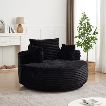 55''L Corduroy Foam Single Swivel Chair, Fluffy Modern Sleeper, 360 Degree Swivel Chair for Living Room, Bedroom, Lounge and Projection Room