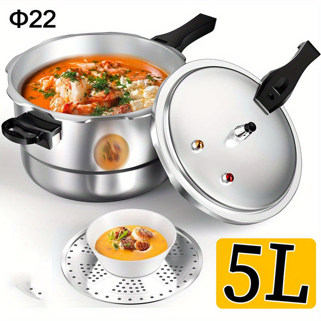 22cm Aluminum Steamer Pot with Steam Basket - Perfect for Soups, Stews & More
