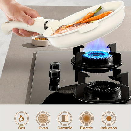 16 Induction Saucepans Featuring Detachable Handles, Non-Stick Ceramic Cookware Including 20/28 Cm Pans