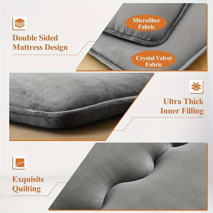 Japanese Tatami Mat Thin Mattress, 600Gsm Thickened Whole Polyester Fiber Filled Quilted Mattress Pad,