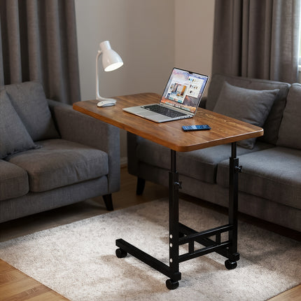 C-Shaped Laptop Desk for Bed & Sofa - Adjustable Rolling Bedside Table with Wheels