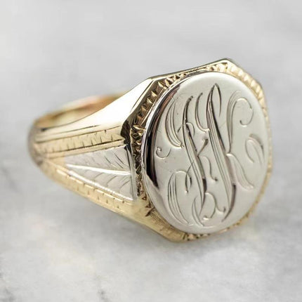 Fashionable Vintage Carved Letter Womens Ring