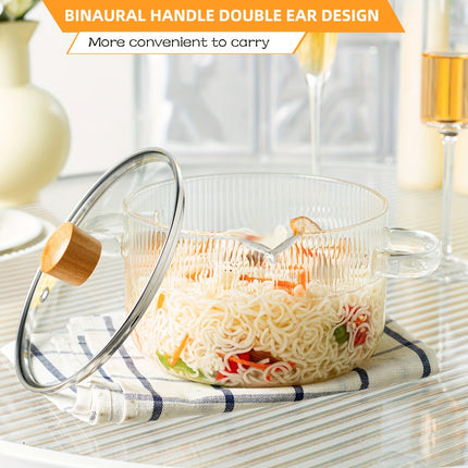 2Pcs Glass Pots for Cooking with Lids Simmer Pots Glass Saucepan Stovetop Pots