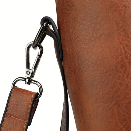 1+ Women's Vintage Synthetic Leather Tote Handbag with Adjustable Shoulder Strap