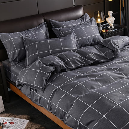 3pcs Geometric Print Duvet Cover Set - Soft, Breathable Polyester, All-Season Comforter with Zip Closure