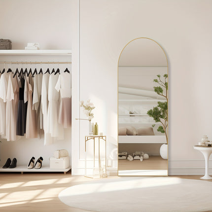 Mirror with Stand - Aluminum Alloy Thin Frame Floor Standing, Leaning or Wall-Mounted, 2 Sizes,