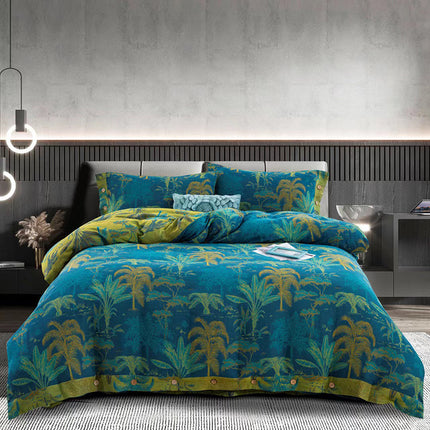 Cotton Double-layer Yarn Four-piece Flower Quilt Cover Bedding Bedding