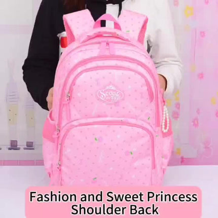 Teenage Girls' Backpacks, Sweet Princess-Style Double Shoulder Bags, Lightweight School Bags for Girls