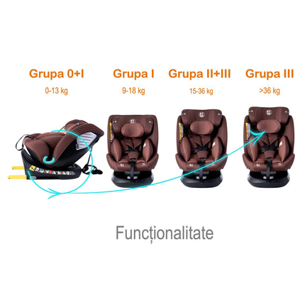 Chair BUF BOOF Isize Coffee with Isofix Position 165 Degrees Rotatable 360 Degrees