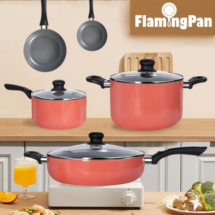 8-Piece Nonstick Pots And Pans Sets, Kitchen Cookware With Ceramic Coating, Dishwasher Safe,