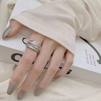Silver Zircon Versatile Vintage Dainty Open Adjustable Ring
