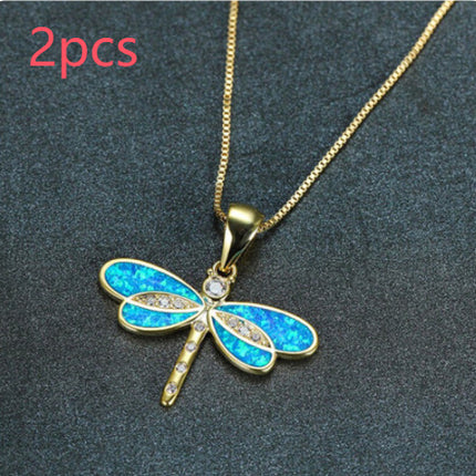 Simulated Opal Dragonfly Ladies' Pendant Necklace