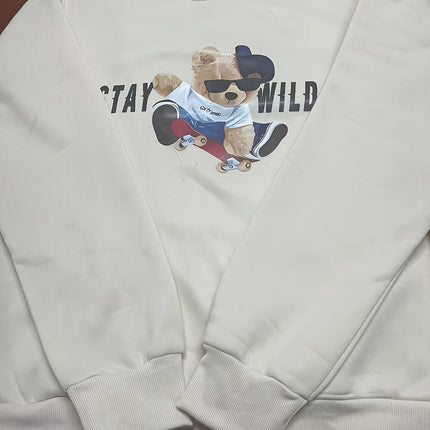 STAY WILD Print Trendy Sweatshirt, Men's Casual Graphic Design Crew Neck Pullover Sweatshirt for Fall Winter