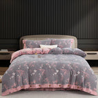 Bamboo Rhyme Pink Gray / 1.5to1.8 flat sheet