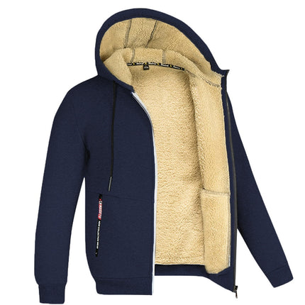 Hooded Fleece Plus Thick Lamb Fleece Cardigan Sweater