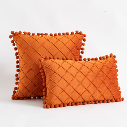 Velvet Solid Color Diamond Tassel Pillowcase
