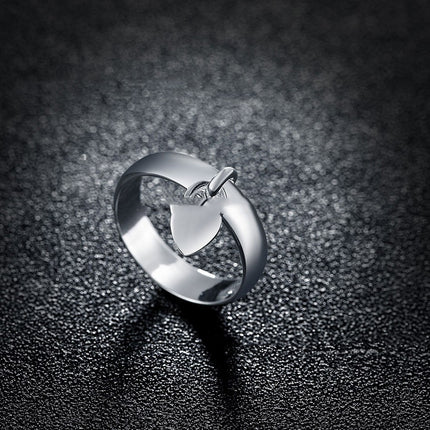 Fashionable Niche-design Silver-plated Heart-lock Ring