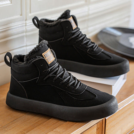 Men's Winter Warm Mid-Top Sneakers Slip-Resistant Traction Tread