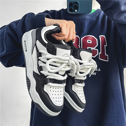 Men'S Fashionable Street Style Skates, Comfortable Non-Slip Laces, Casual Platform Shoes for