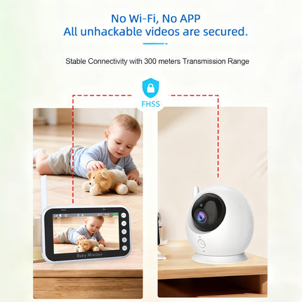 720P Monitor with Camera & Audio | 12-in-1: Infrared Night Vision, Two-Way Talk, Temperature Alert,