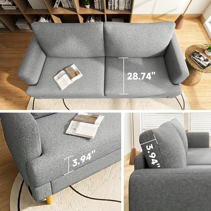 70" Wide Cozy Love Seat Sofa Ideal for Relaxing in Living Room, Bedroom, or Studio, Small Space