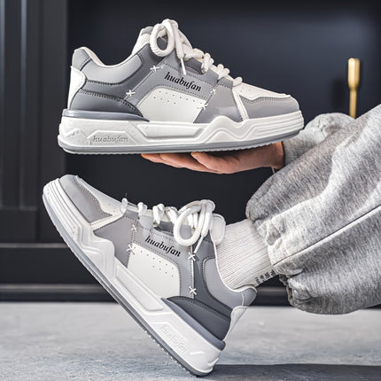Men'S Skate Sneakers - All-Season Low-Top Skateboard Shoes with Thick Cushioned PVC Sole,