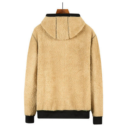 Hooded Fleece Plus Thick Lamb Fleece Cardigan Sweater
