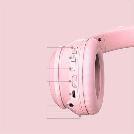 Gaming Headset with Cat Ears, Bluetooth, Noise Cancelling, High-Quality Sound, Cute Design