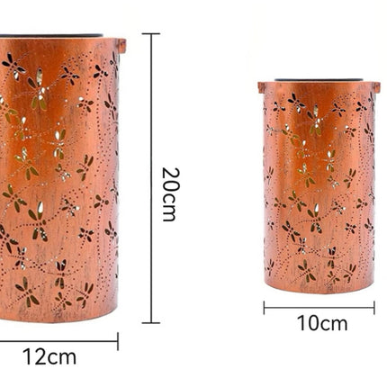 Solar Lantern Outdoor Waterproof Courtyard Decoration Wrought Iron Cylinder Hollow-out Lantern Garden Landscape Decorative Lamp