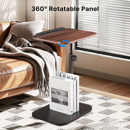 360° Rotating C-Shaped Adjustable Height Laptop Table with Built-In Storage