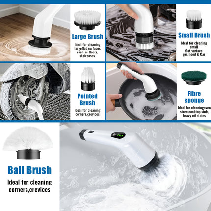 Electric Spin Scrubber, Upgrade Cordless Cleaning Brush, 4500RPM Powerful Cleaning