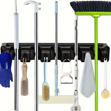 1pc Multi-Use Magic Mop and Broom Holder with Hanging Hooks - Space-Saving