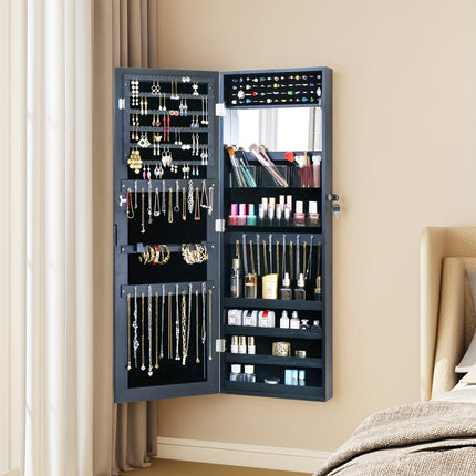 Full Length Mirror Jewelry Armoire Cabinet with Jewelry Storage Baskets,