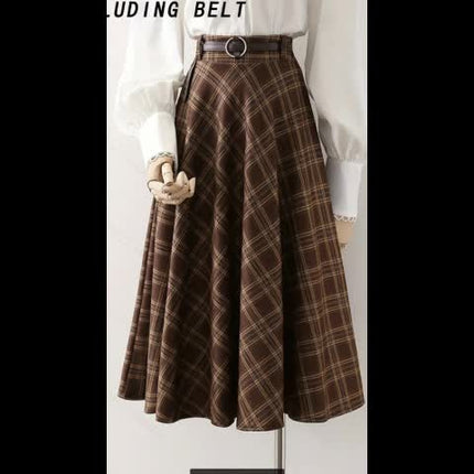 Elegant Plaid Skirt Fashionable Simple Design for Fall/Winter