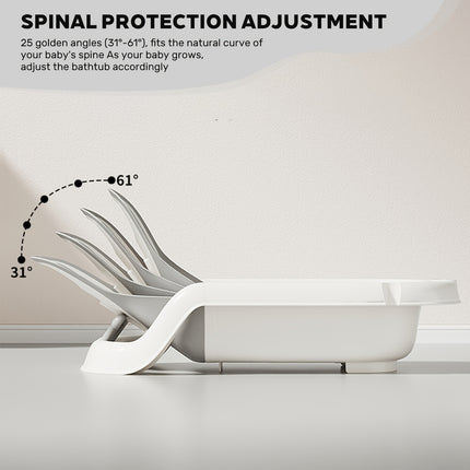Newborn Baby Bath Seat with Anti-Slip Support & Thermometer - Adjustable Height Infant Bathing