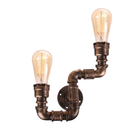 Creative Water Pipe Wall Lamp Bedroom Retro Wrought Iron