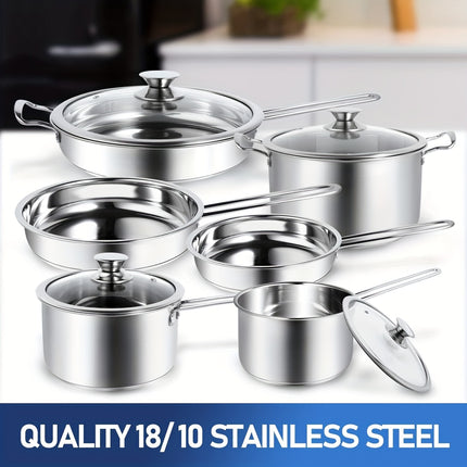 Cookware Set- Includes Ergonomic Handle Saucepans, Skillets, Dutch Oven