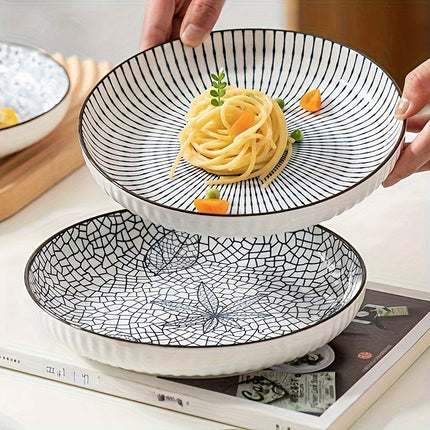 6pcs Ceramic Plate Set Japanese Creative Dishware Simple Deep Plates Pasta Dishes Sushi Platter