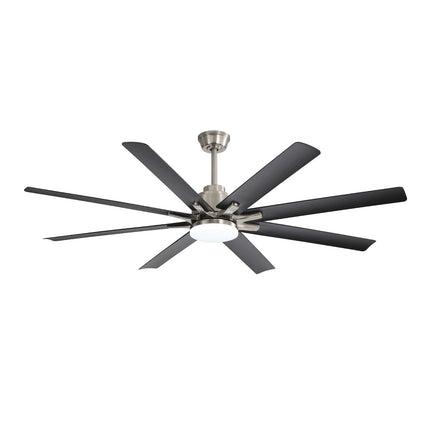 66 Inch Modern Ceiling Fan with Dimmable LED Light, Reversible DC Motor, Smart Remote Control in Nickel Finish, ABS Blades for Living Room, Bedroom, Patio