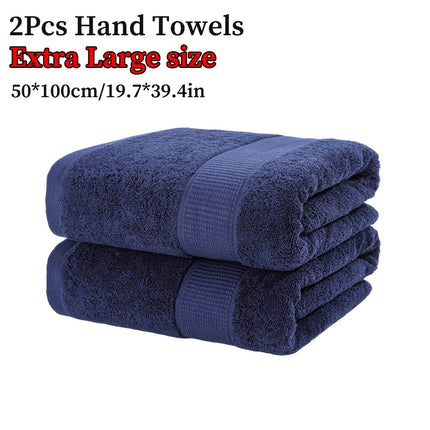 2pcs Extra Large Cotton Hand towels 50*100cm/19.7*39.4in, solid color Cotton 450GSM soft