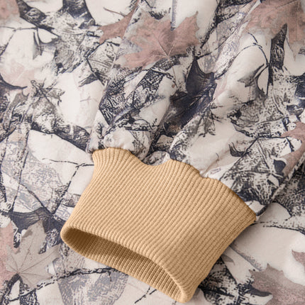 Khaki Woodland Camo Print Long Sleeve Top Casual Short Set