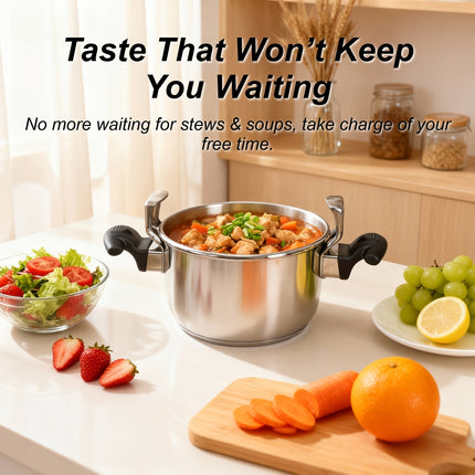 5L-13L Heavy-Duty Stainless Steel Pressure Cooker with Crossbar Safety Lock & High Quality Rotary Knob