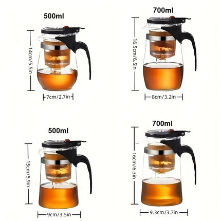 1pc High Borosilicate Glass Teapot with Infuser - Heat-Resistant (500°F), Detachable & Washable,