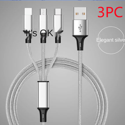 Three-head Mini Braided Three-in-one Data Cable