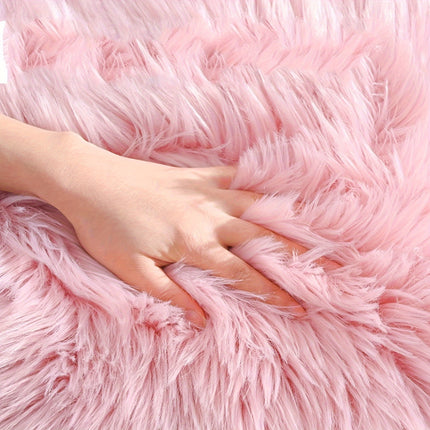1pc Plush Thickened Area Mat - Non-Slip, Machine Washable, Soft Pink Faux Fur Mat for Bedroom,