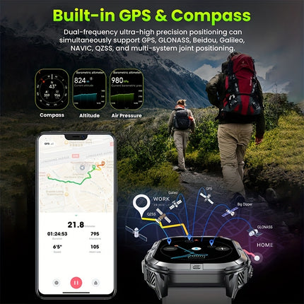 Smartwatch Wireless Calling, Compass, LED Flashlight, 100+ Sports Modes, 2.13-inch Full Touchscreen,