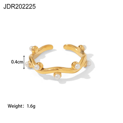 Stainless Steel And Titanium Pearl Jewelrycolorfast Ring